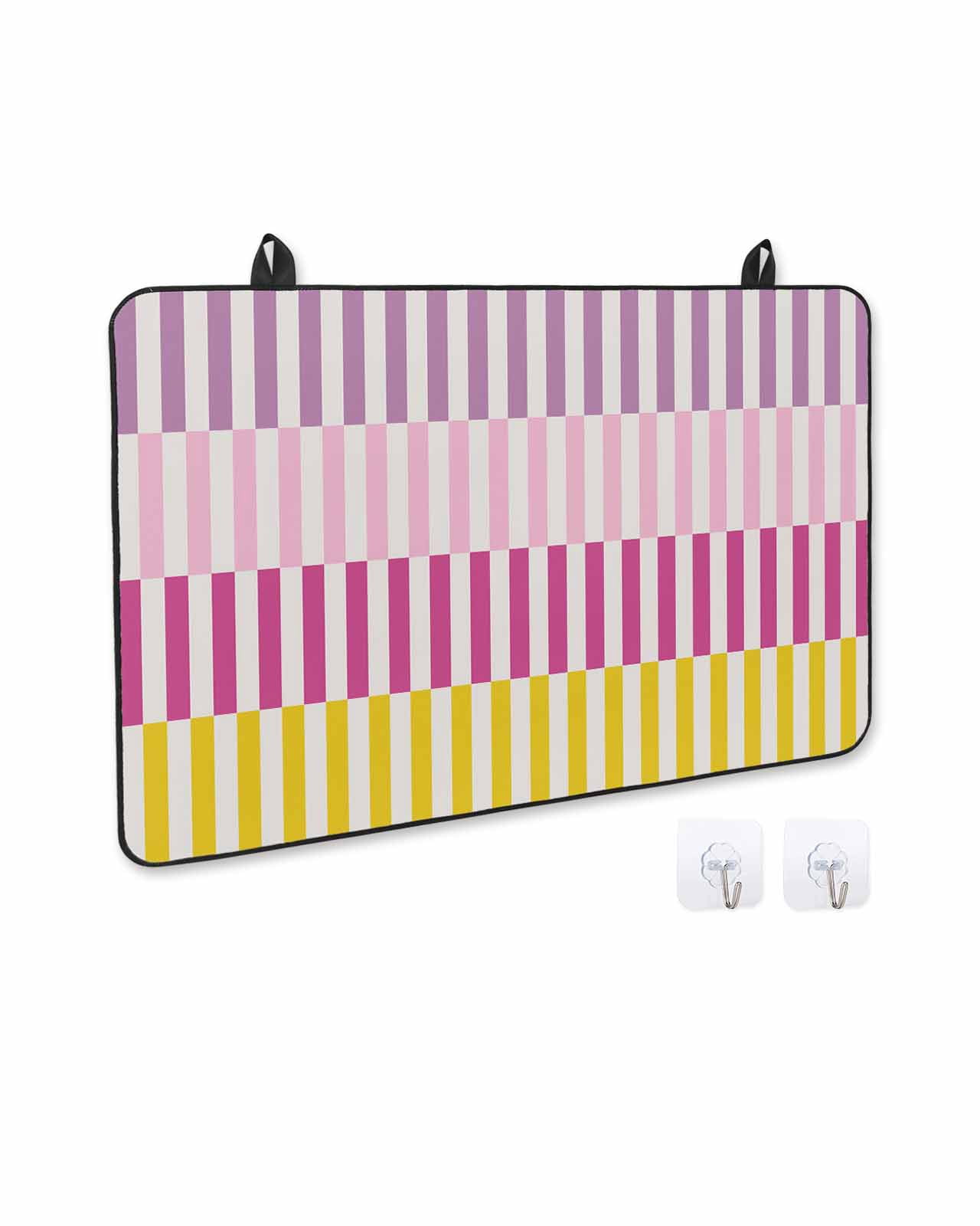 nqOlkjepod Large Induction Cooktop Protector Mat 24"x21", Colorful Stripe Stove Top Covers for Electric Stove, Modern Pink Purple Yellow Vertical Striped Stove Burner Cover Mats Stove Cover