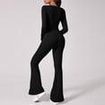 thumbnail image 4 of Lenpel Jumpsuit for Women Long Sleeve Square Neck Slim Flare Leg Workout Yoga Rompers Bell Bottom Bodysuits, 4 of 7