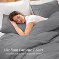 thumbnail image 4 of Bare Home Organic Cotton Jersey Duvet Cover Set with Pillowcases, 3-Piece, Queen, Gray, 4 of 10