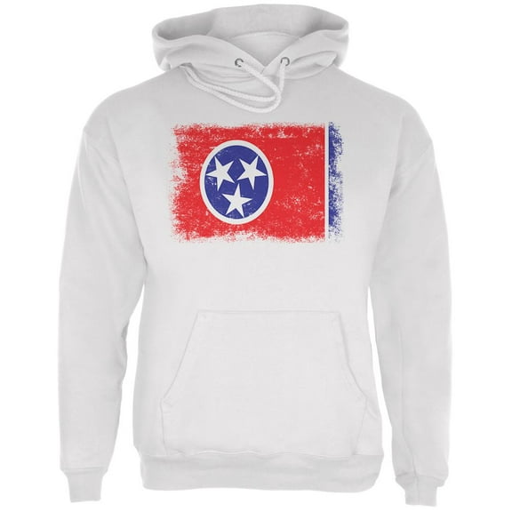Born and Raised Tennessee State Flag Mens Hoodie White X-LG