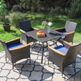 thumbnail image 2 of MF Studio 5 Pieces Outdoor Patio Dining Set Wicker Furniture, Rattan Dining Chairs & Square Metal Dining Table All-Weather for Yard, 2 of 9