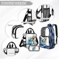 thumbnail image 3 of Kuiaobaty 3 Pcs Clear Backpack and Lunch Bag Set for Teen Boys Large Capacity Clear Backpack and Pencil Case Lightweight School Bag with Lunch Box for School Stadium, Water Fire Shark Print, 3 of 5