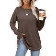 thumbnail image 5 of SOMER Womens Tops, Going Out Trendy Long Sleeve Shirts for Women, Thumbhole Cute Basic Tees for Women Loose, Casual Comfort Solid Color Round Neck Womens Sweatshirt for Leggings, Jeans and Skirts, 5 of 6