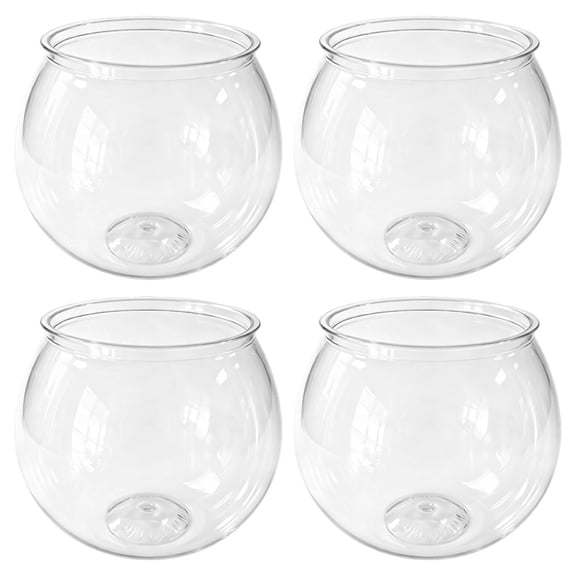 4Pcs Round Clear PET Fish Bowl, Mini Transparent Fish Tank for Desktop Aquarium & Home Party Decor