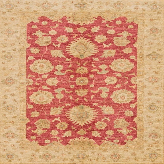 Ahgly Company Machine Washable Indoor Square Abstract Bright Orange Area Rugs, 7' Square