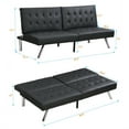 thumbnail image 5 of Aukfa Leather Futon Convertible Sofa for Home Office, Split Back, Space Save, Black, 5 of 10