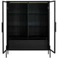 thumbnail image 6 of 51.2" Tall LED Display Cabinet with Tempered Glass Doors & 4 Shelves, Modern Curio Cabinet with Storage Drawers, for Living Room & Office, 6 of 18