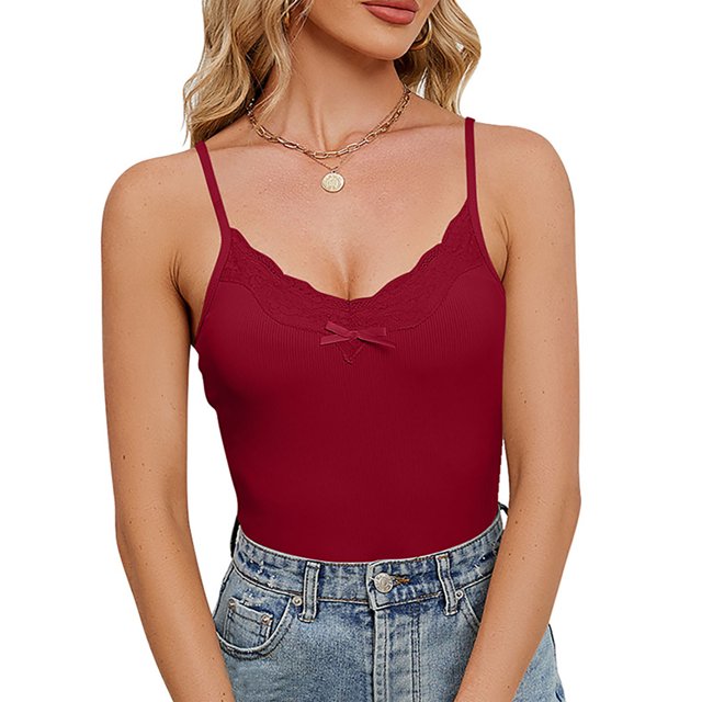 FAIWAD Women's Ribbed Tank Tops Adjustable Spaghetti Strape Camisole Basic Sleeveless Going Out Tops