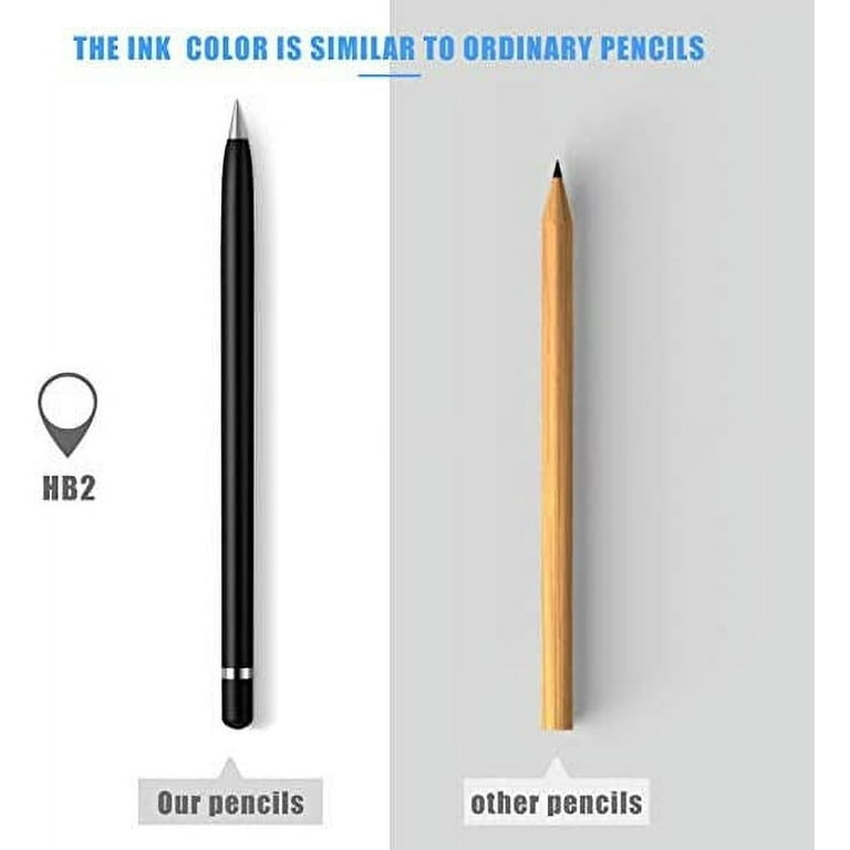 2 Pieces Metal Inkless Pen Inkless Erasable Pencil Metallic Pencil Aluminum  Penc