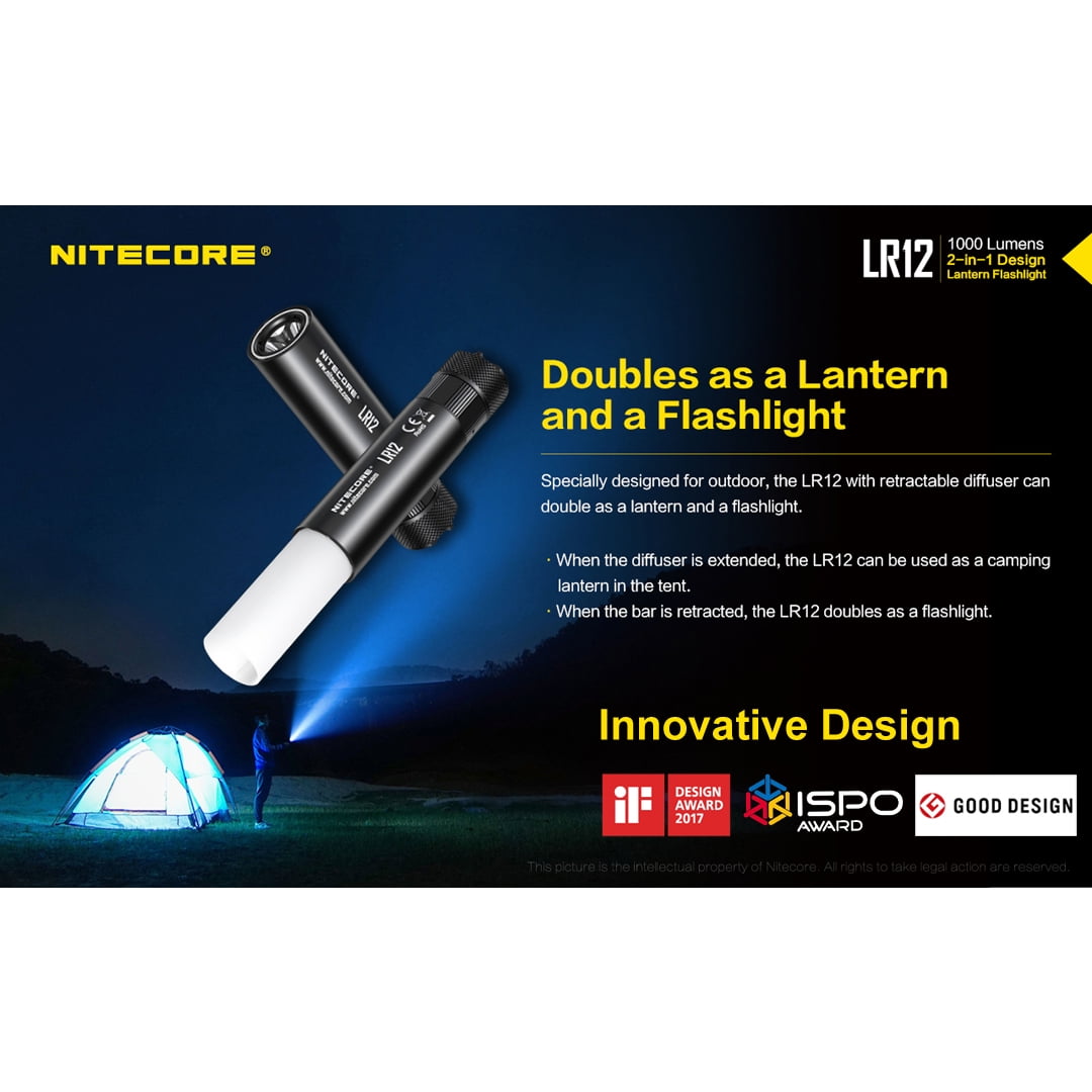 NITECORE LR12 1000 Lumen Mini Lantern Flashlight w/ USB Rechargeable Battery 