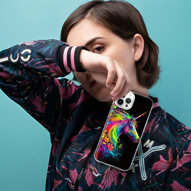 MUNDAZE Apple iPhone XS/X Neon Rainbow Glow Unicorn Floral
