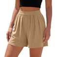 thumbnail image 4 of Oksale Summer Shorts for Women Casual Comfy Knit Shorts with Pockets Stretch Waisted Summer Clothes 2026 Khaki S, 4 of 7