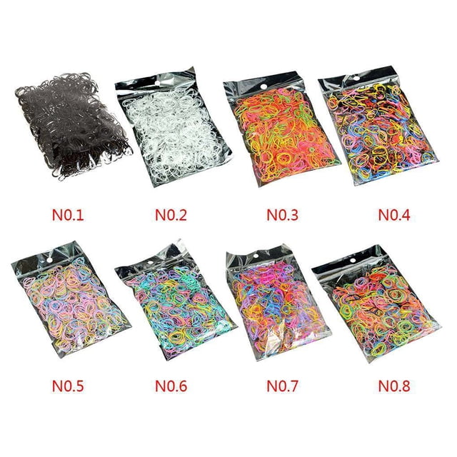 pitrice 1000 Pcs/sac Élastiques Jetables pour Bébé Filles Porte-Queue de Cheval en Caoutchouc