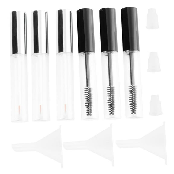 3pcs Clear Mascara Containers with Wand, Plastic Mascara Tube, Eyeliner Container, Funnel, Eyelash Brush