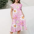 thumbnail image 5 of Riecok Summer Dress for 6 - 15 Year - Old Girls: Short - Sleeved Round - Neck, Easter Print, Waist - Tightening, Pocketed and Tiered Multicolor 14-15 Years, 5 of 5