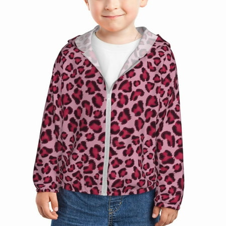 

Gaeub Rose Leopard Print Print Athletic Sun Protection Hoodie for Kids Long Sleeve Outdoor UV Shirt Running Fishing Top for Boys Girls-4 Years