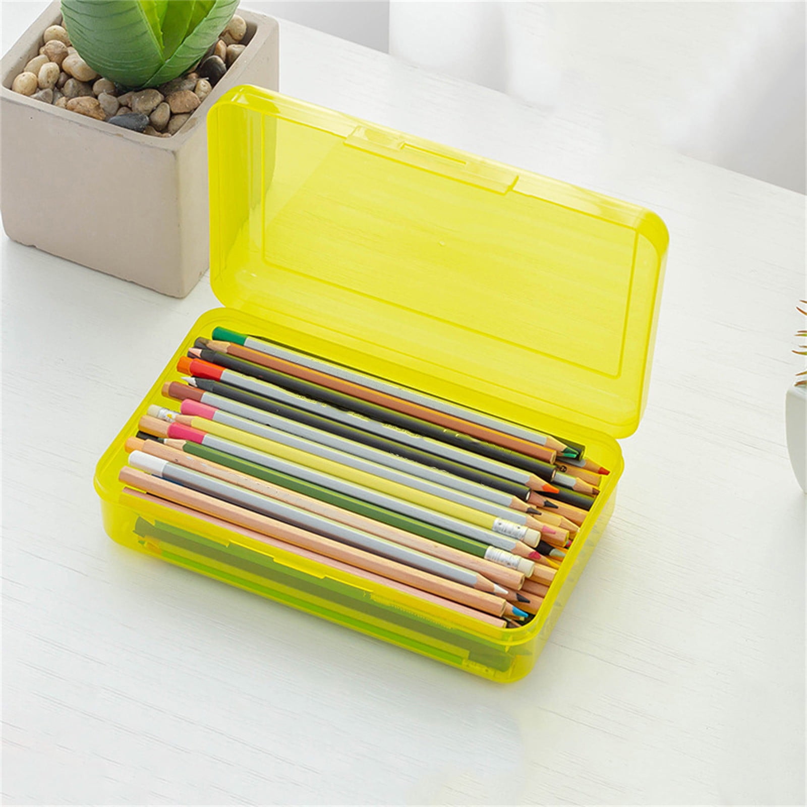 Oalirro Pencil Box, Assorted Colors, Plastic Crayon Box, Pencil Cases,  Clear Pencil Case, Plastic Pencil Case, Plastic Pencil Box, Crayon Box  Storage, Hard Pencil Case, Large Pencil Box 