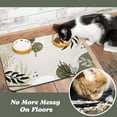 thumbnail image 5 of Dog Food Mats for Floors Waterproof, Dog Cat Water Bowl Mats Pet Feeding Absorbent Mat Dog Cat Pet Placemats for Food and Water Bohemia Tropical Leaves 12 * 20 inch, 5 of 6