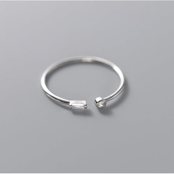 S925 Silver Small Lady Square Diamond Ring for Women Elegant Fine Circle Ring Adjustable for Everyday Wear Now