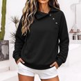 thumbnail image 2 of Dgankt Women's Asymmetric Button Collar Pullover Sweatshirt Long Sleeve Drop Shoulder with Side Pockets, 2 of 7
