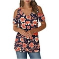 thumbnail image 2 of Soki Blouses à Épaules Dénudées pour Femmes en Liquidation Manches Courtes Col en V Tops à la Mode, 2 of 6
