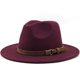 thumbnail image 1 of Sombrero sencillo con cinturón de gamuza y lana, estilo jazz, para otoño e invierno, para mujer, 1 of 6
