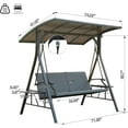 thumbnail image 2 of TOTAL 3-Seat Outdoor Porch Swing with Adjustable Polycarbonate Hardtop and Side Table, Wicker Patio Swing Chair Bench, Steel Frame, Quick-Drying Foam Seat, Ideal for Backyard Gardens and Lawns, 2 of 7