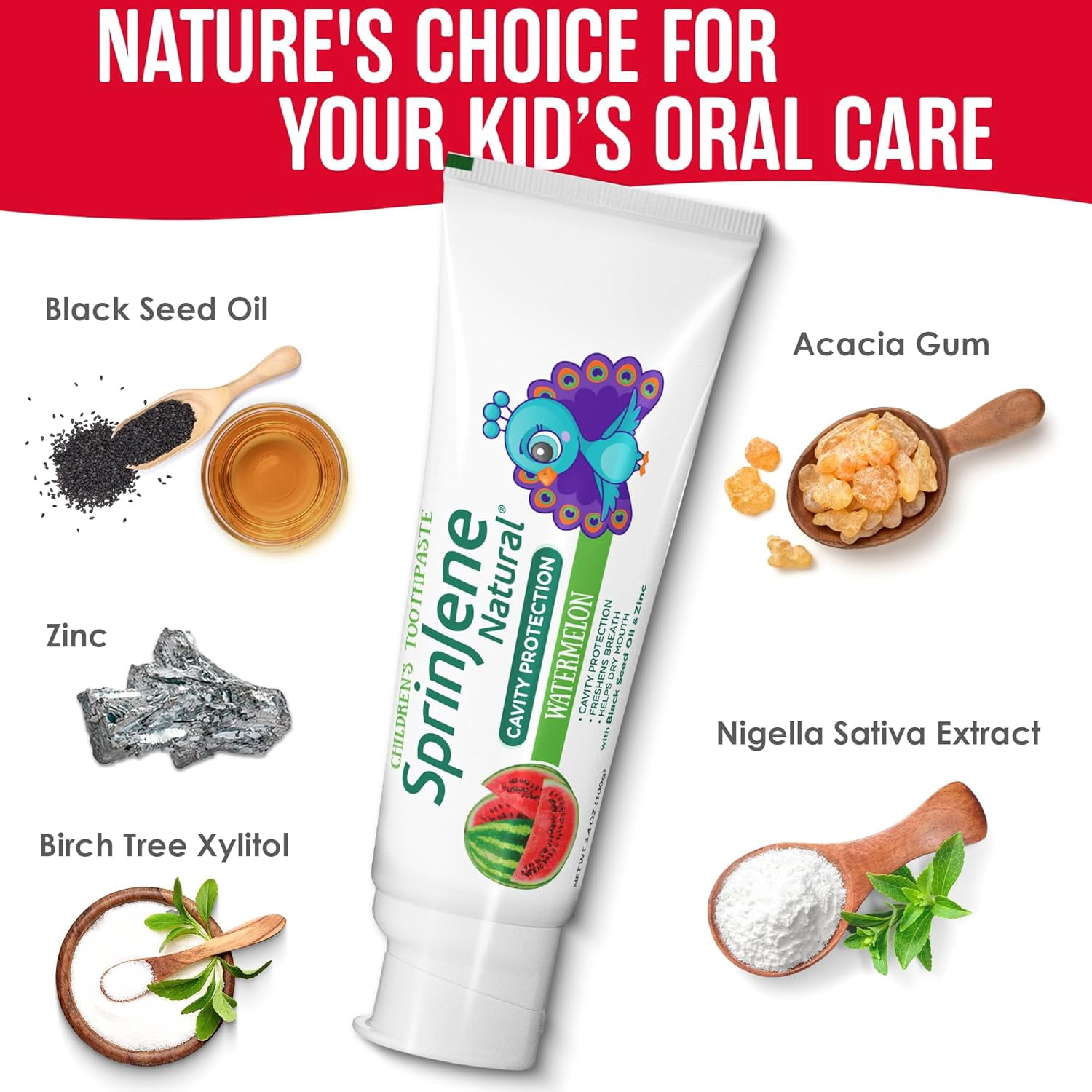 SprinJene Natural Children's Strawberry Fluoride Free Toothpaste, Pack of 4