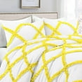 thumbnail image 3 of D.N.G. BEDDINGS 3 Piece Luxury Two Tone Diamond Ruffle Pattern Comforter Set Premium Super Soft, All Season 800 Thread Count 100% Egyptian Cotton King/California King Size Yellow/White Solid Color, 3 of 4