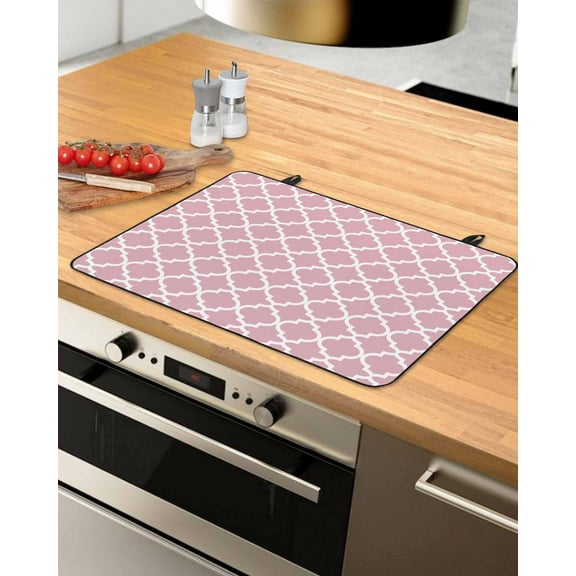 nqOlkjepod Large Induction Cooktop Protector Mat 31"x24", Pink Moroccon Stove Top Covers for Electric Stove, Romantic Minimalist Modern Aesthetic Stove Burner Cover Mats, Glass Top Stove Cover