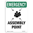 thumbnail image 1 of OSHA Emergency Sign - Assembly Point With Symbol | Aluminum Sign | Protect Your Business, Construction Site, Warehouse & Shop Area |  Made in the USA, 10" X 7" Aluminum, 1 of 4