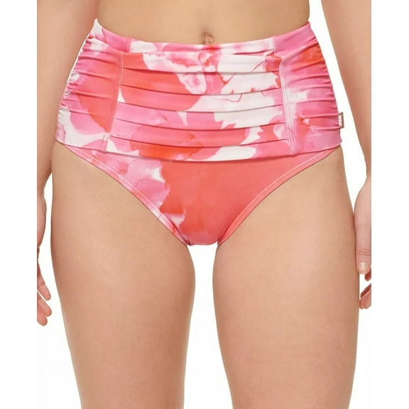 Calvin Klein MULTI Pleated High-Waist Bikini Swim Bottom, US 2X-Large