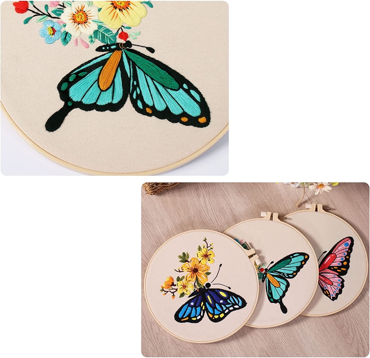 Casewin Beginners Embroidery Stitch Practice kit, 4 Sets Embroidery Kit to Learn Different Stitches for Craft Lover Hand Stitch with Embroidery Fabric with Embroidery Skill Techniques
