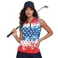 thumbnail image 6 of HUIACONG Patriotic Star Pattern Breathable Women's Golf Sleeveless Shirt, Anti Fade Half Zip Collared Sleeveless Shirts for Tennis Sports Running, 6 of 7