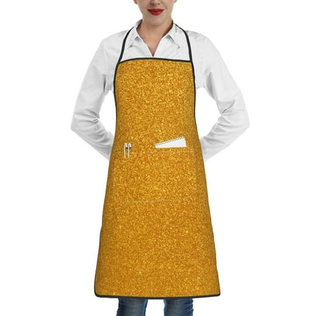 

Rocae Gold Glitter for Kitchen Aprons for Women Adjustable Cooking Kitchen Chef Apron for Men with Pockets
