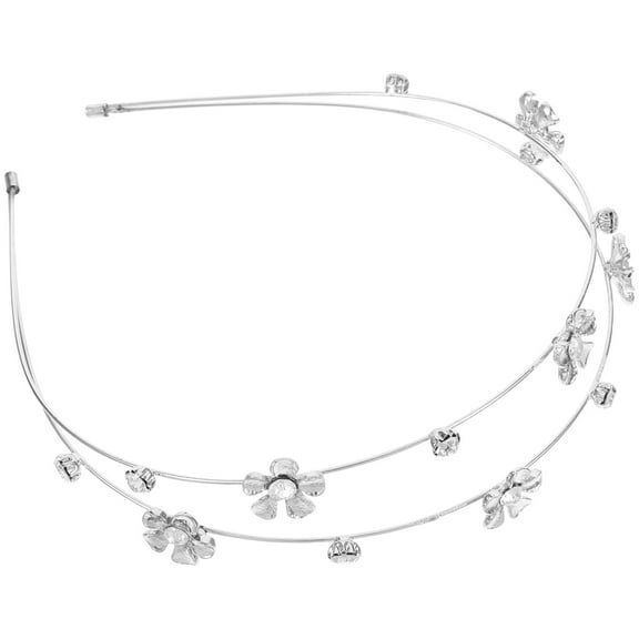 Raindrops Bridal Hair Band with Rhinestones Adjustable Silver Headband for Women Elegant Alloy Accessories Fits Most Sizes