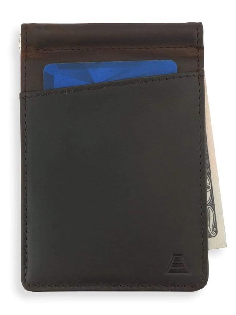 HOOK & ALBERT Mens Black Leather Card Holder Pocket Wallet