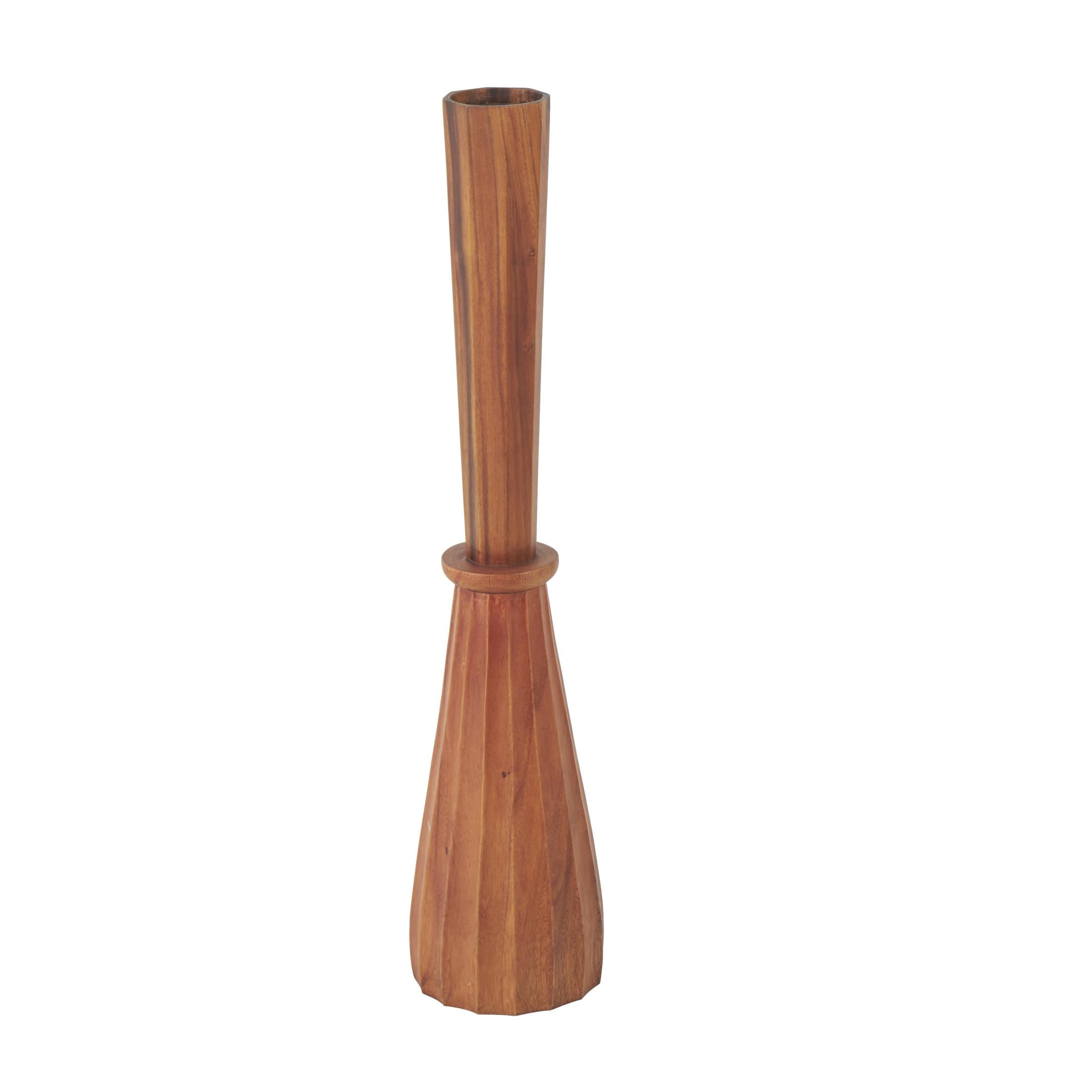 DecMode 36" Handmade Hand Turned Brown Wood Vase