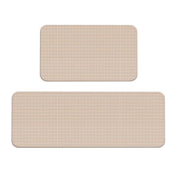 Kitchen Floor Mat 2 Sets Of Anti-Fouling Absorbent Quick-Drying Floor Mat For Kitchen Door Mat, Laundry Room, Restaurant, Office, Farm Gingham Light Brown