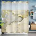 thumbnail image 6 of No Hook Shower Curtains with Snap-in Liner Set, Marble Yellow Waterproof Hotel Style Bathroom Shower Curtain, Modern Abstract Ink Painting Luxury Breathable Mesh Top Window Bath Curtains 66''x72'', 6 of 9