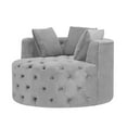 thumbnail image 4 of Swivel Chair, Velvet Sofa Chair with 3 Pillows, Button Tufted, for Living Room, Bedroom, Holds Up to 300 LBS, Gray, 4 of 7