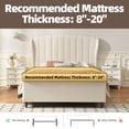thumbnail image 3 of Zanmintaobo Queen Sleigh Bed Frame,54"H Scroll Wingback Headboard,Velvet Upholstery,Wooden Slats,Noise-Free,No Box Spring Needed,Easy Assembly,Cream, 3 of 11