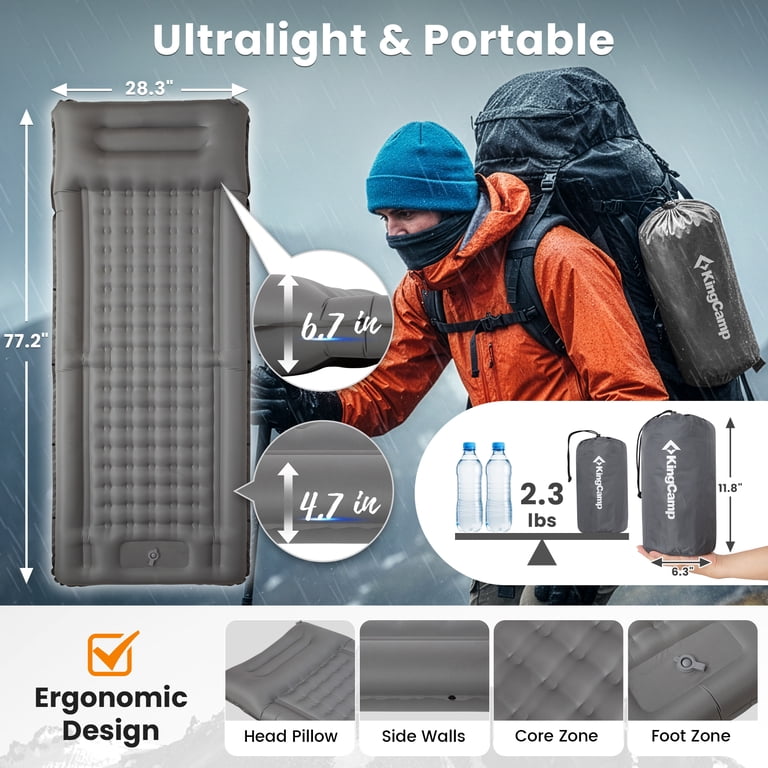 KingCamp Inflatable Sleeping Pad, 4.7" Thick with Foot Pump photo 2
