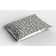 thumbnail image 2 of Ambesonne Bee Pillow Sham 2 Pack, Silhouette Floral Patern, 26"x20", Black White and Yellow, 2 of 3
