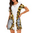 thumbnail image 1 of Disketp Leopard Gnomes para Camisón Corto de Manga Corta para Mujeres, Camisón Cómodo con Escote Redondo, Bonito y Confortable, 1 of 6