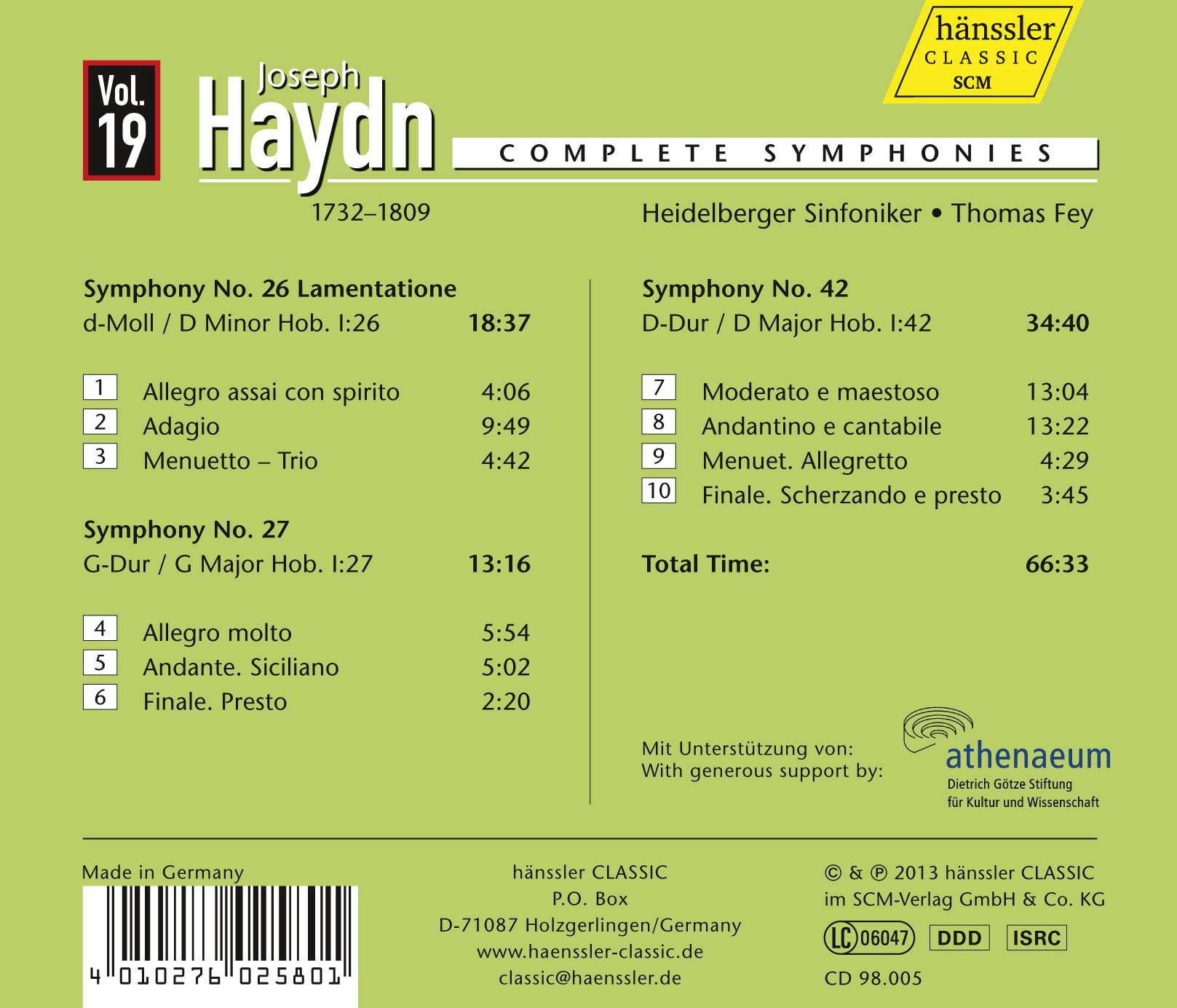 Thomas Fey - Haydn Complete Symphonies 19 - Music & Performance