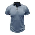 thumbnail image 1 of Camisetas Mens Beefy Muscle Color Sólido Turndown Collar Blusa Top, Camisetas de Manga Corta para Hombre, 1 of 6