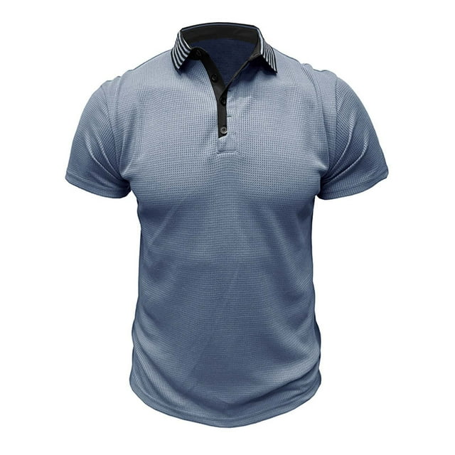 Chemises pour Hommes, T-Shirt Blouse Basique à Manches Courtes pour Hommes Musclé Robuste Uni Haut T-Shirt Blouse à Manches Courtes Col Rabattu Chemise