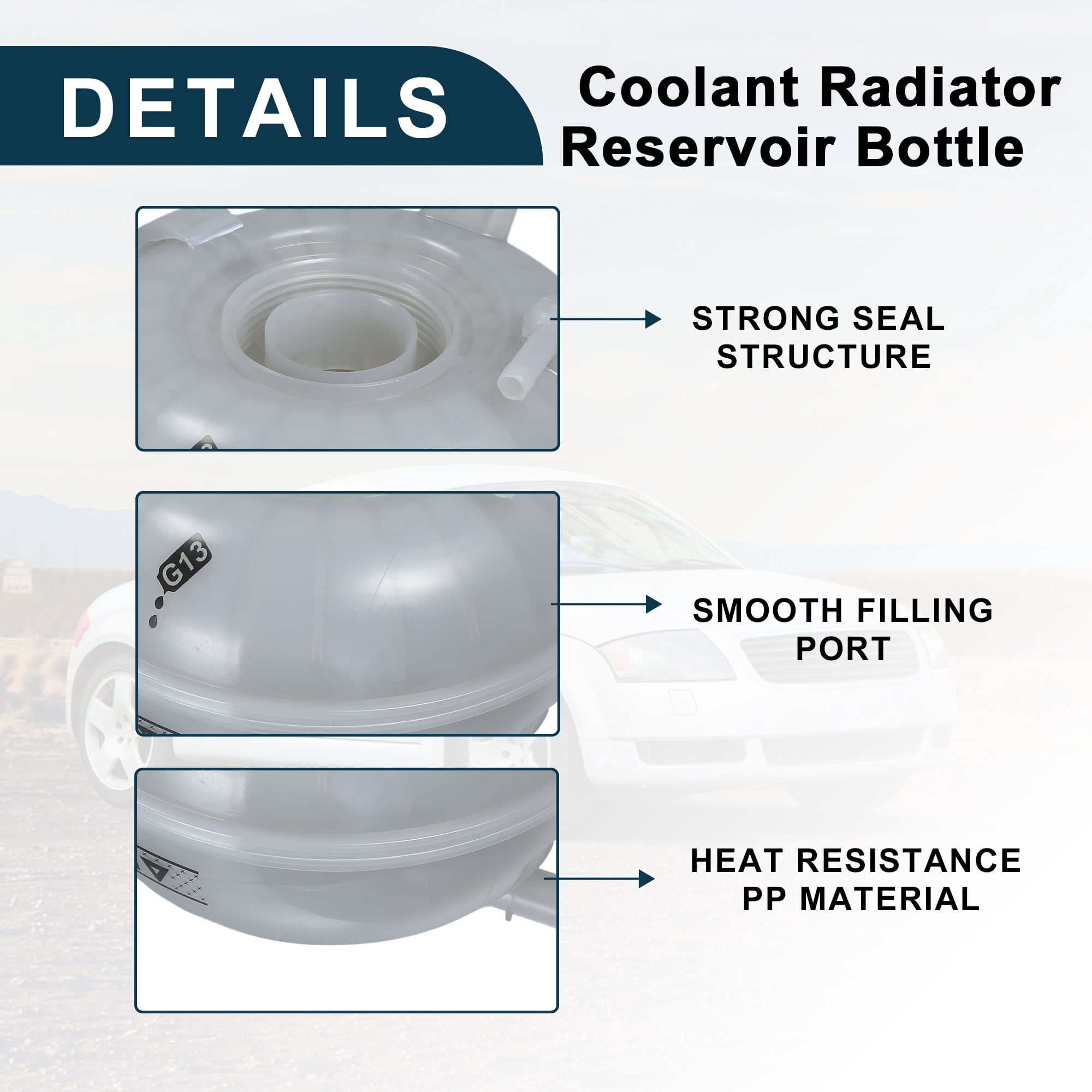 Coolant Reservoir Water Expansion Tank for AUDI A3 12-23 No.5Q0121407A Coolant Radiator Reservoir Bottle