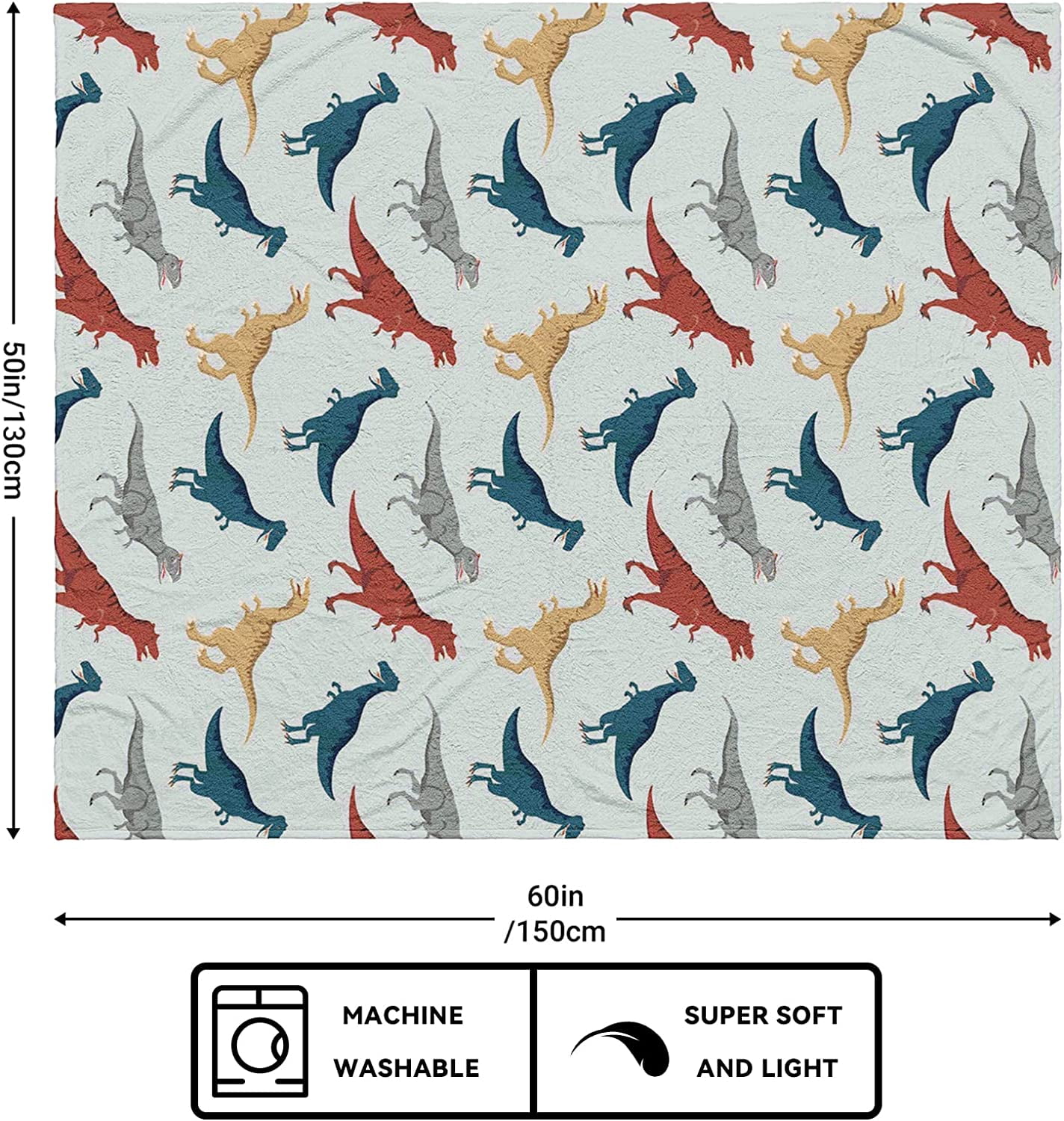 Dinosaur Blanket for Boys Soft Flannel Throw Blankets Dinosaur Decor Room Sofa Bed for Kids Gifts Dino World Blanket 60 x 50 Inch